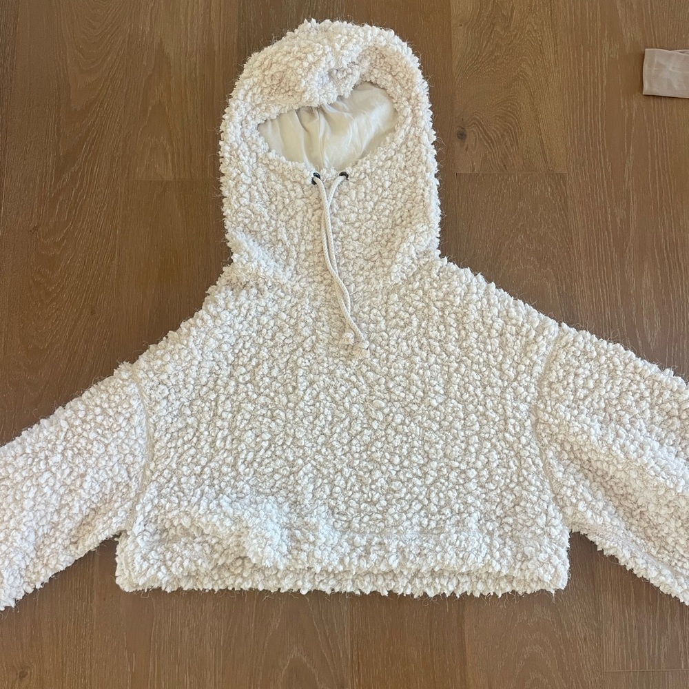Free People cream Sherpa Hoodie Sweater